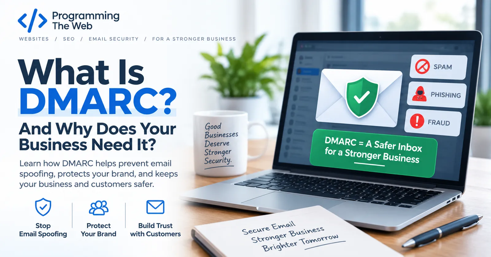 Illustration of email security and DMARC protection
